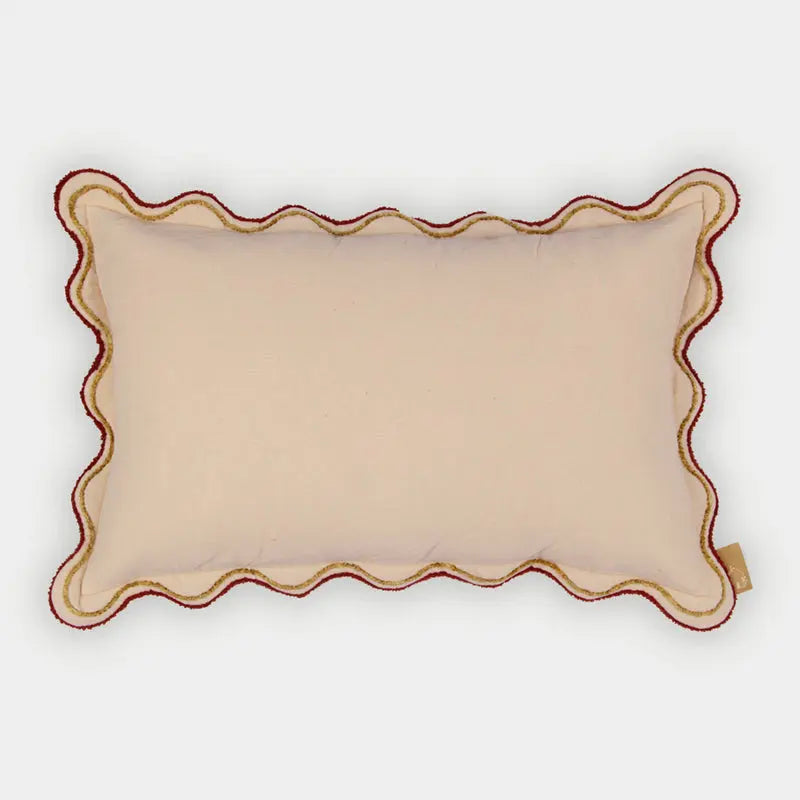 Aurora Scallop Oatmeal Embroidered Oblong Cushion Cover SanctuaryLiving