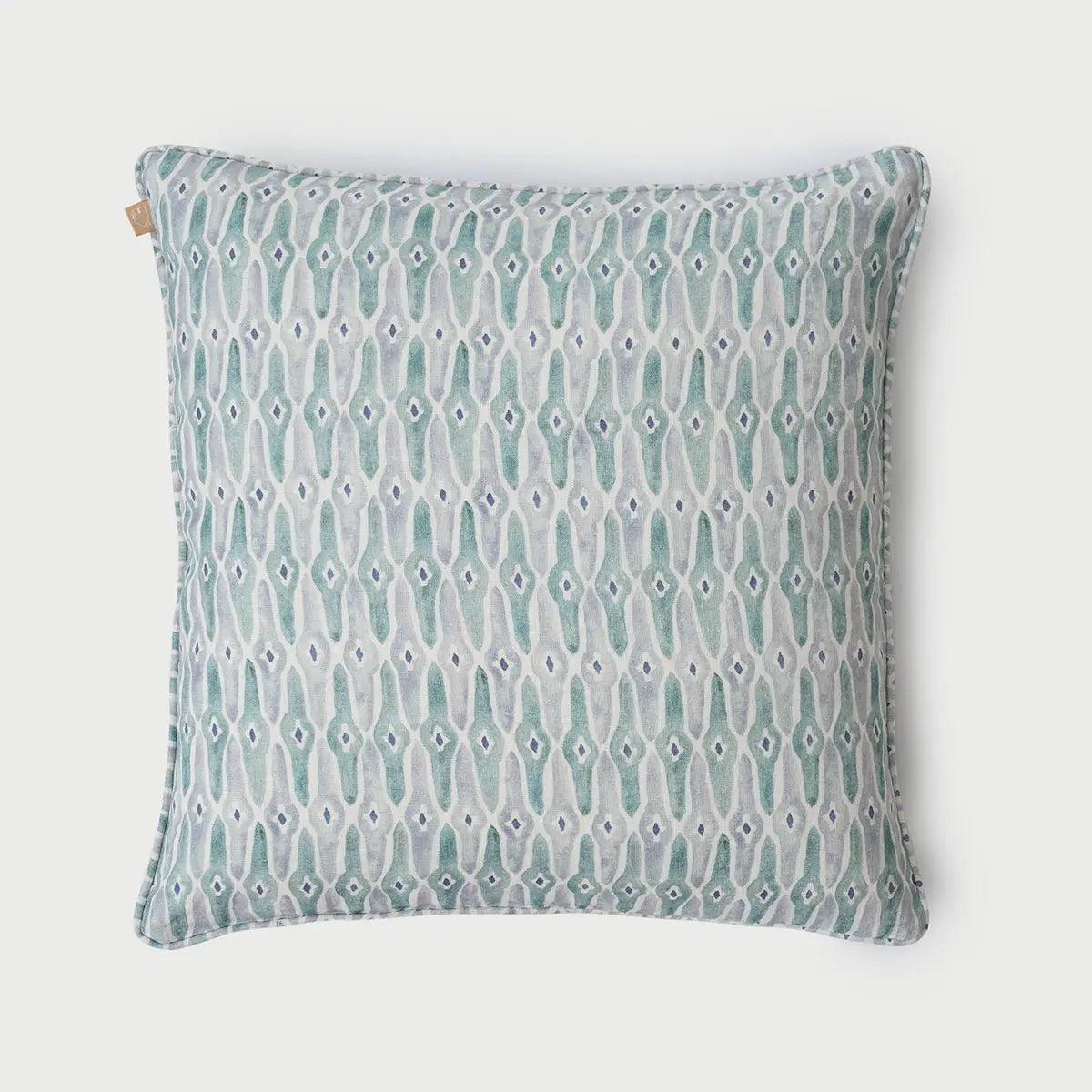 Mosaic Blue Linen Cushion Cover SanctuaryLiving