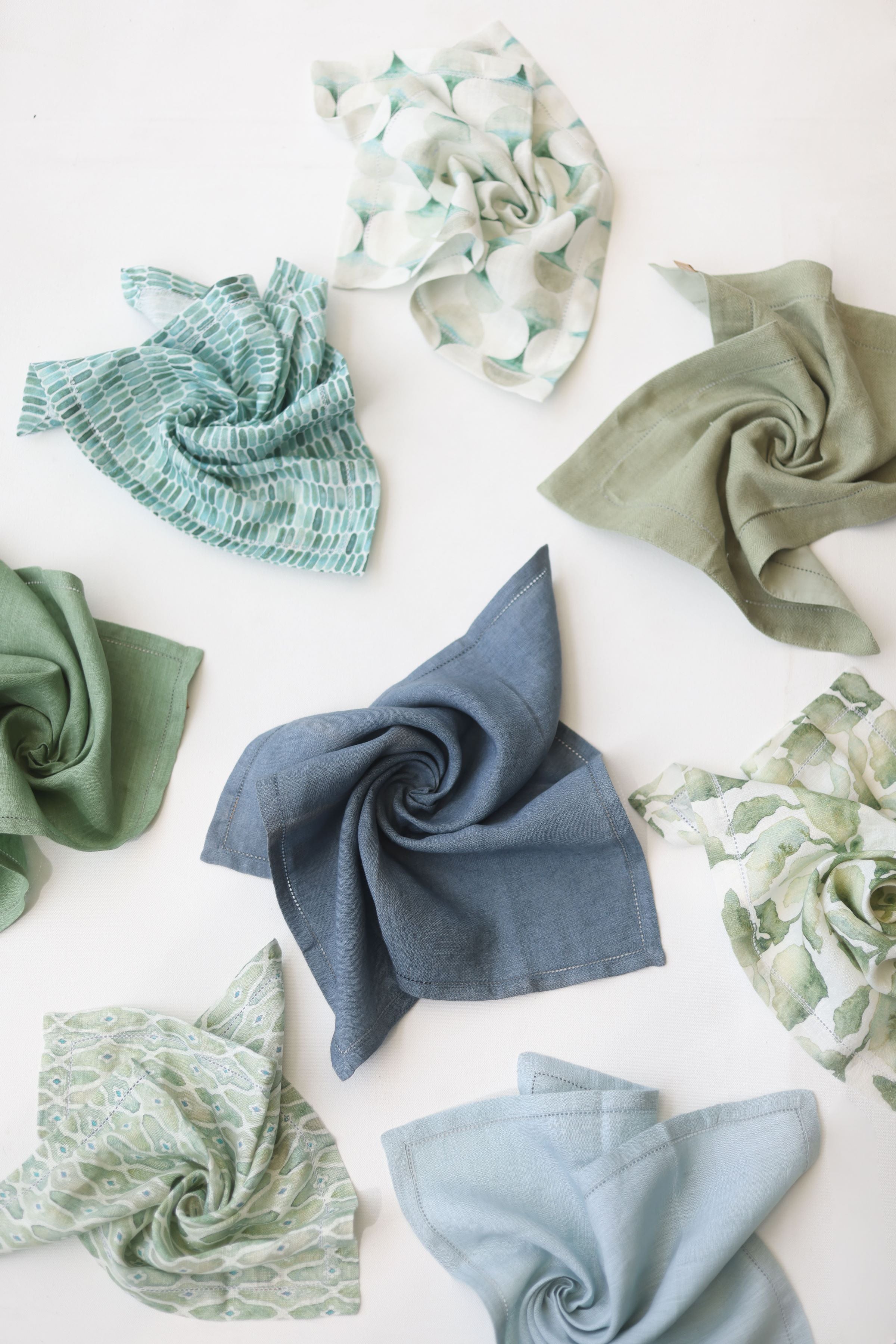 Linen Herringbone Sage Table Napkins | Set of 2