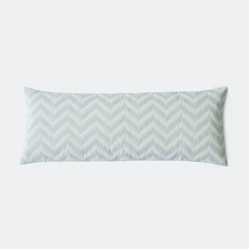 Chevron Blue Velvet Lumbar Cushion Cover