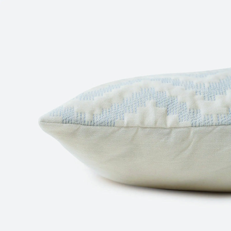 Chevron Blue Velvet Lumbar Cushion Cover
