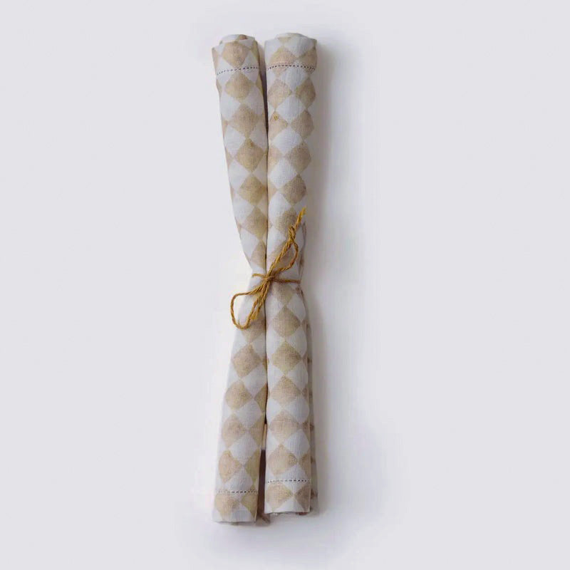 Checker Beige Table Mats-Set of 2