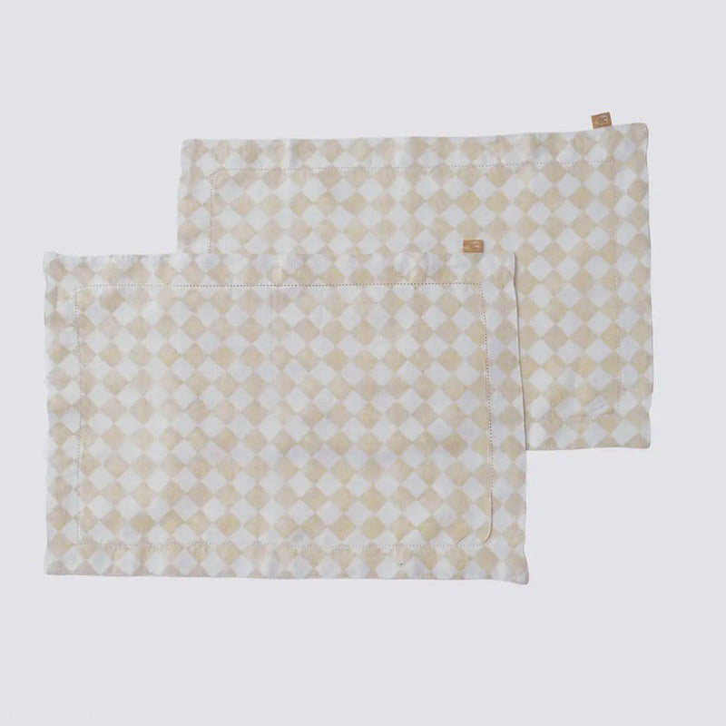 Checker Beige Table Mats-Set of 2