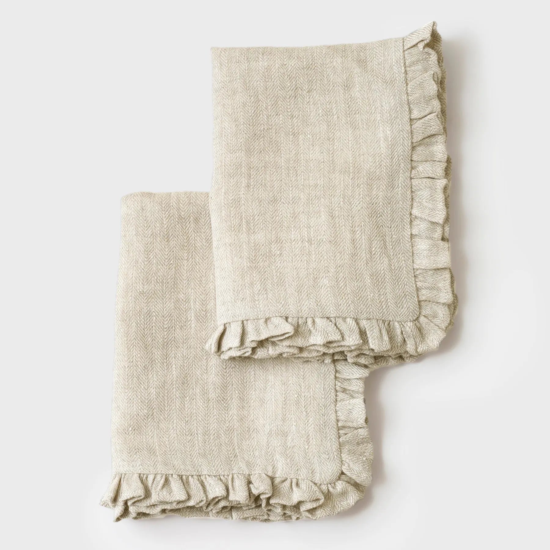 Herringbone Ruffle Oatmeal Table Mats-Set of 2 SanctuaryLiving