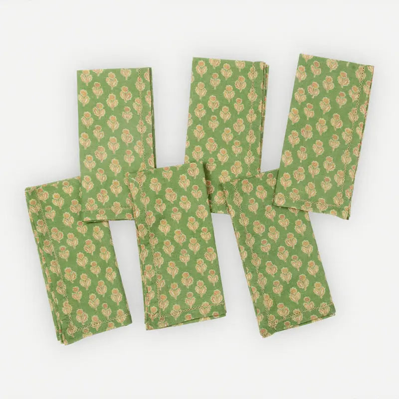 Viola Forest Green Cotton Table Napkins-Set of 6 SanctuaryLiving