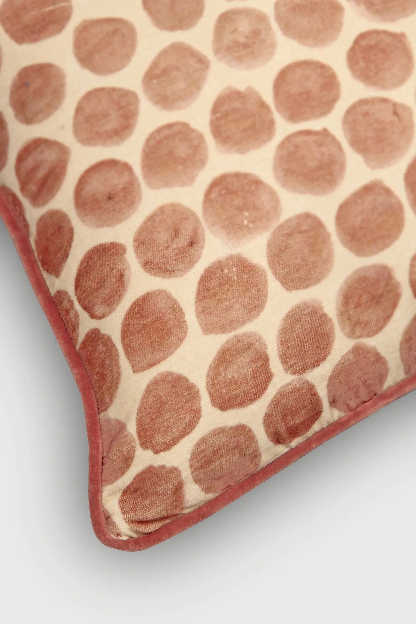 Polka Dot Rhubarb Velvet Cushion Cover SanctuaryLiving