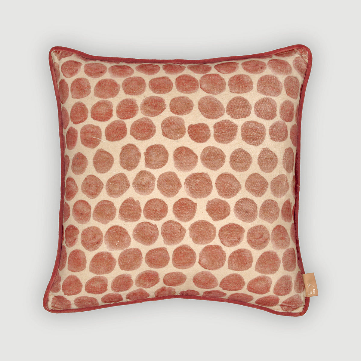 Polka Dot Rhubarb Velvet Cushion Cover