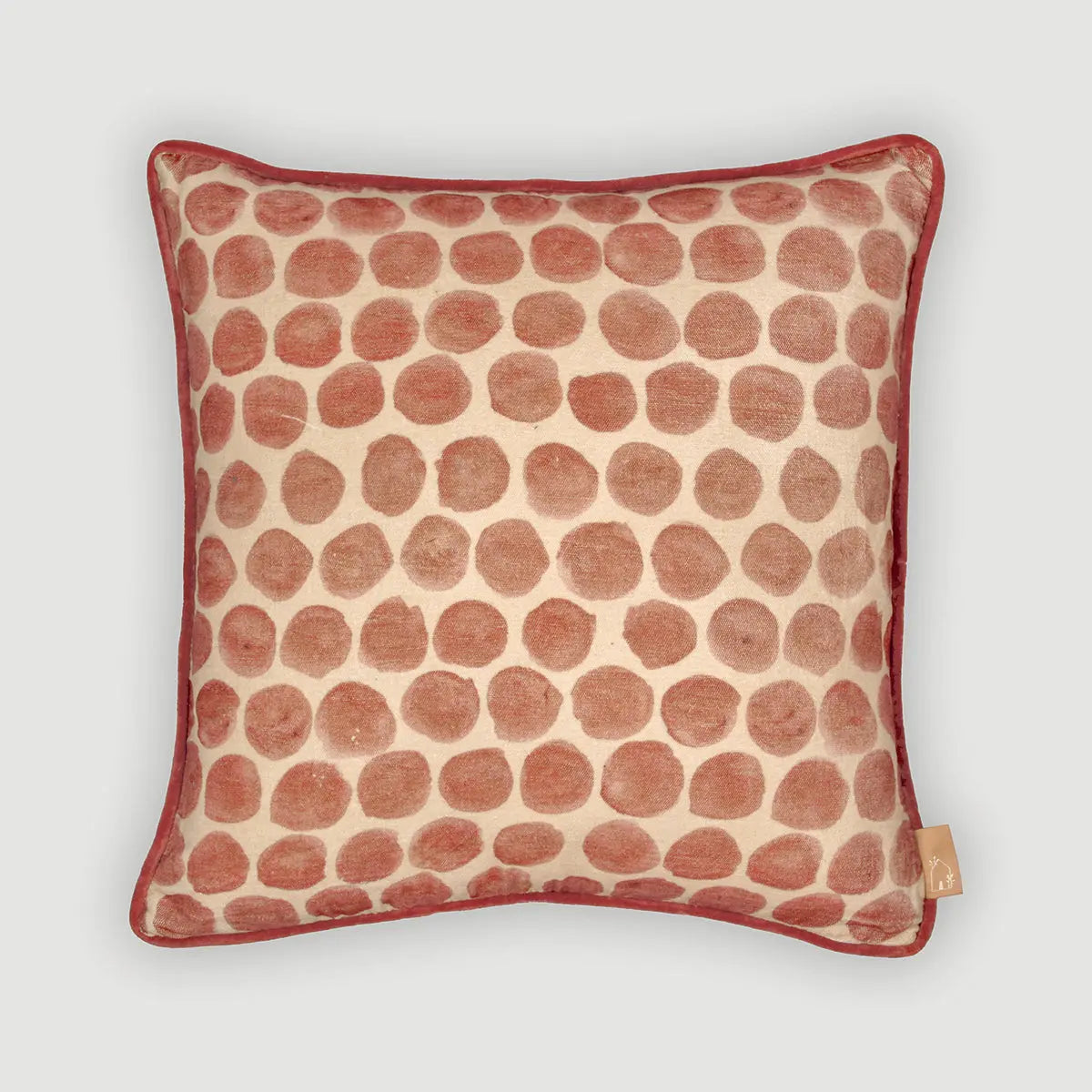 Polka Dot Rhubarb Velvet Cushion Cover SanctuaryLiving
