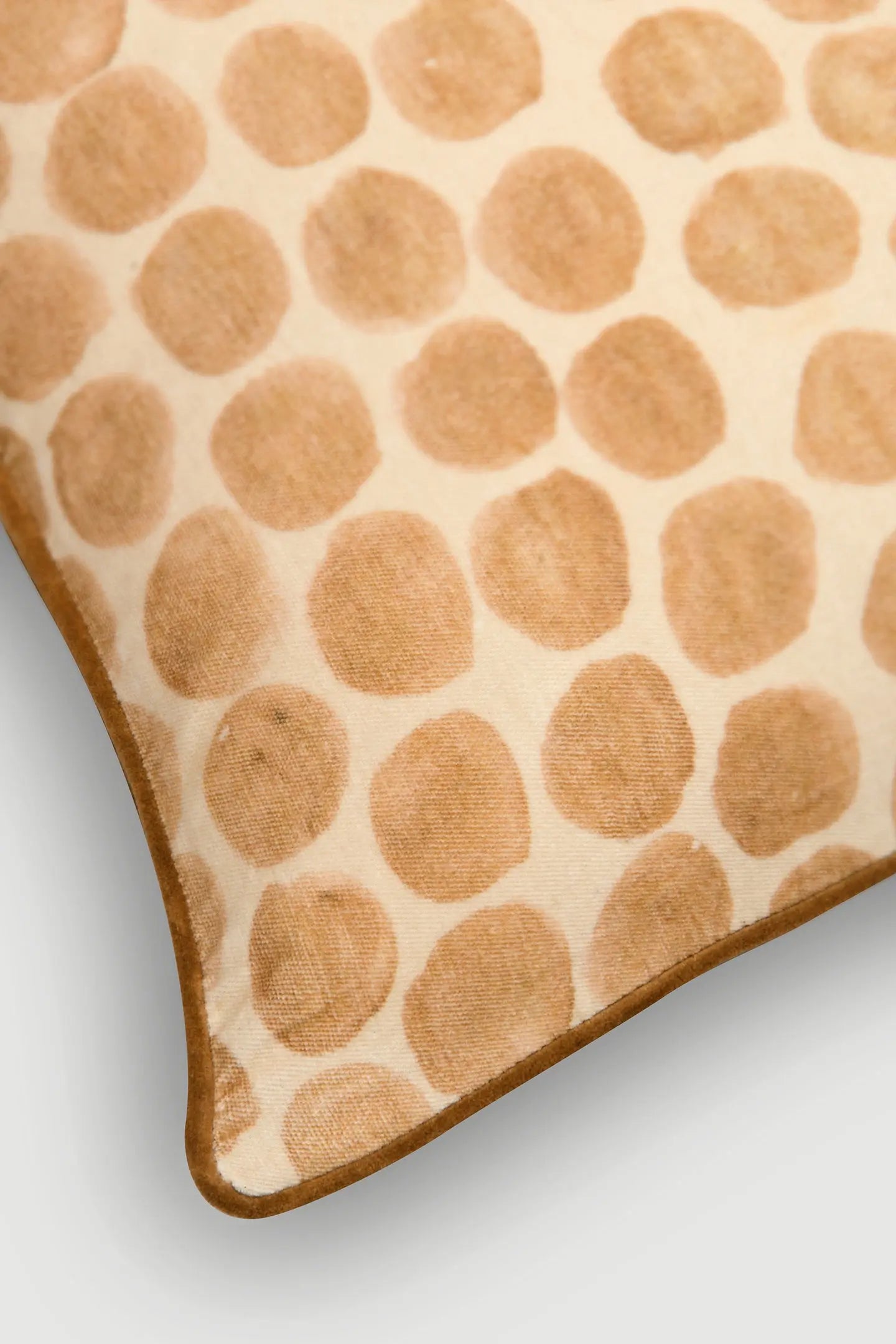 Polka Dot Caramel Velvet Cushion Cover SanctuaryLiving