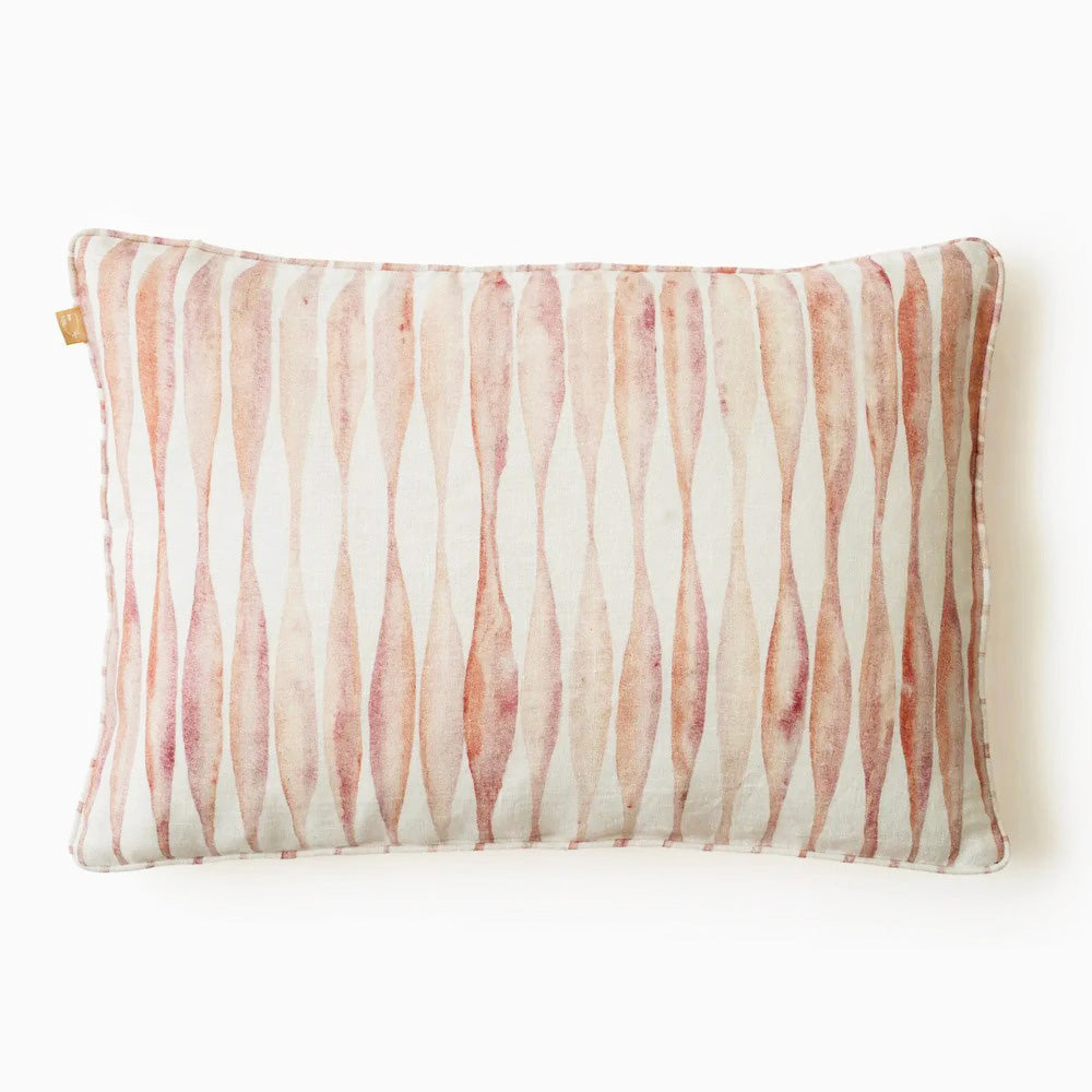 Ripple Blush Linen Oblong Cushion Cover