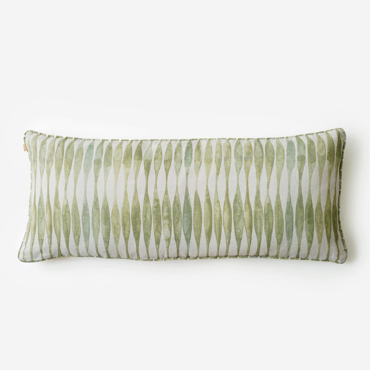 Ripple Sage Lumbar Linen Cushion Cover