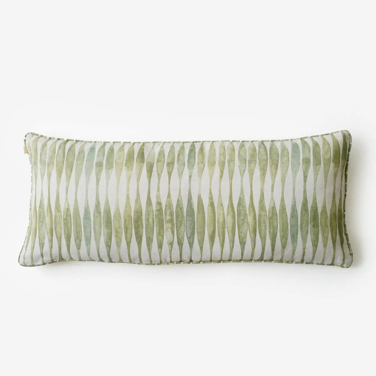 Ripple Sage Lumbar Linen Cushion Cover SanctuaryLiving
