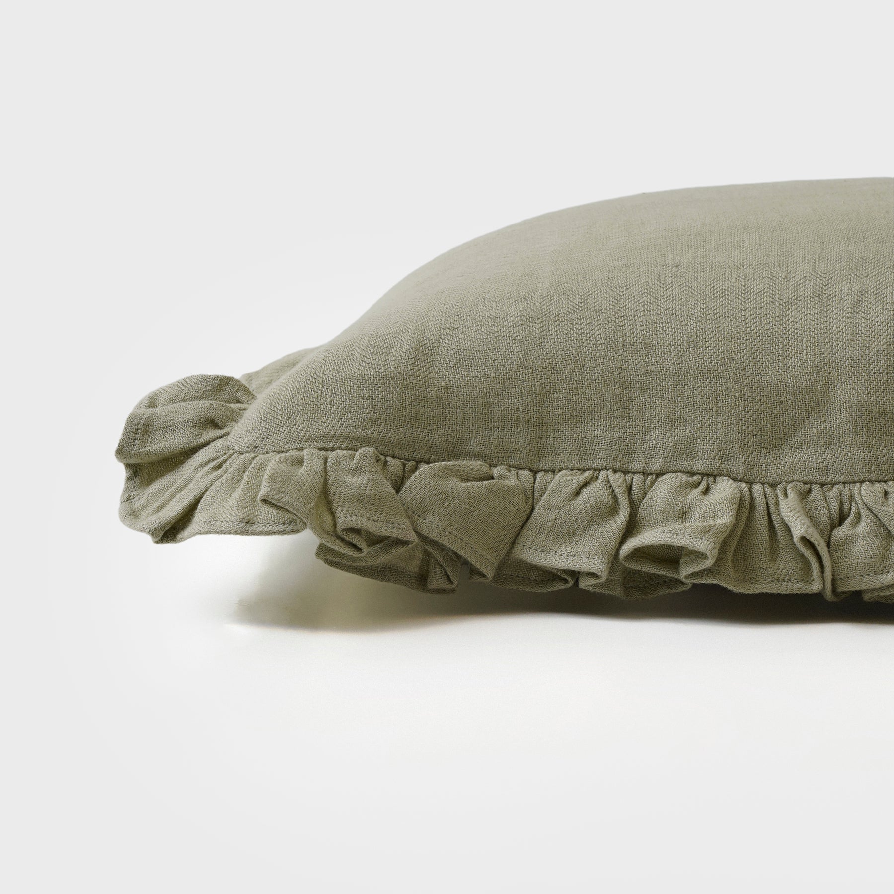 Linen Ruffle Sage Pillow Cover