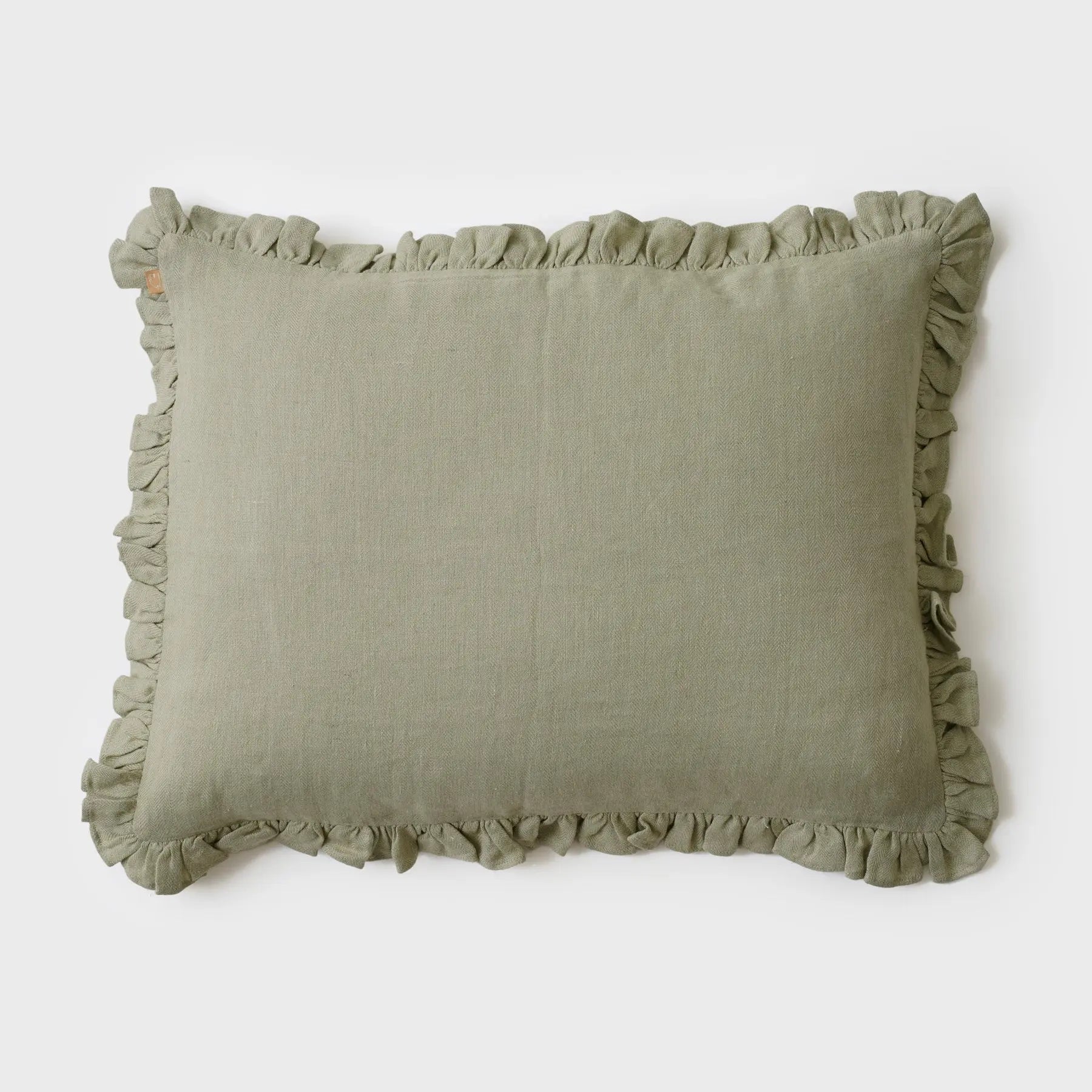 Linen Ruffle Sage Pillow Cover SanctuaryLiving
