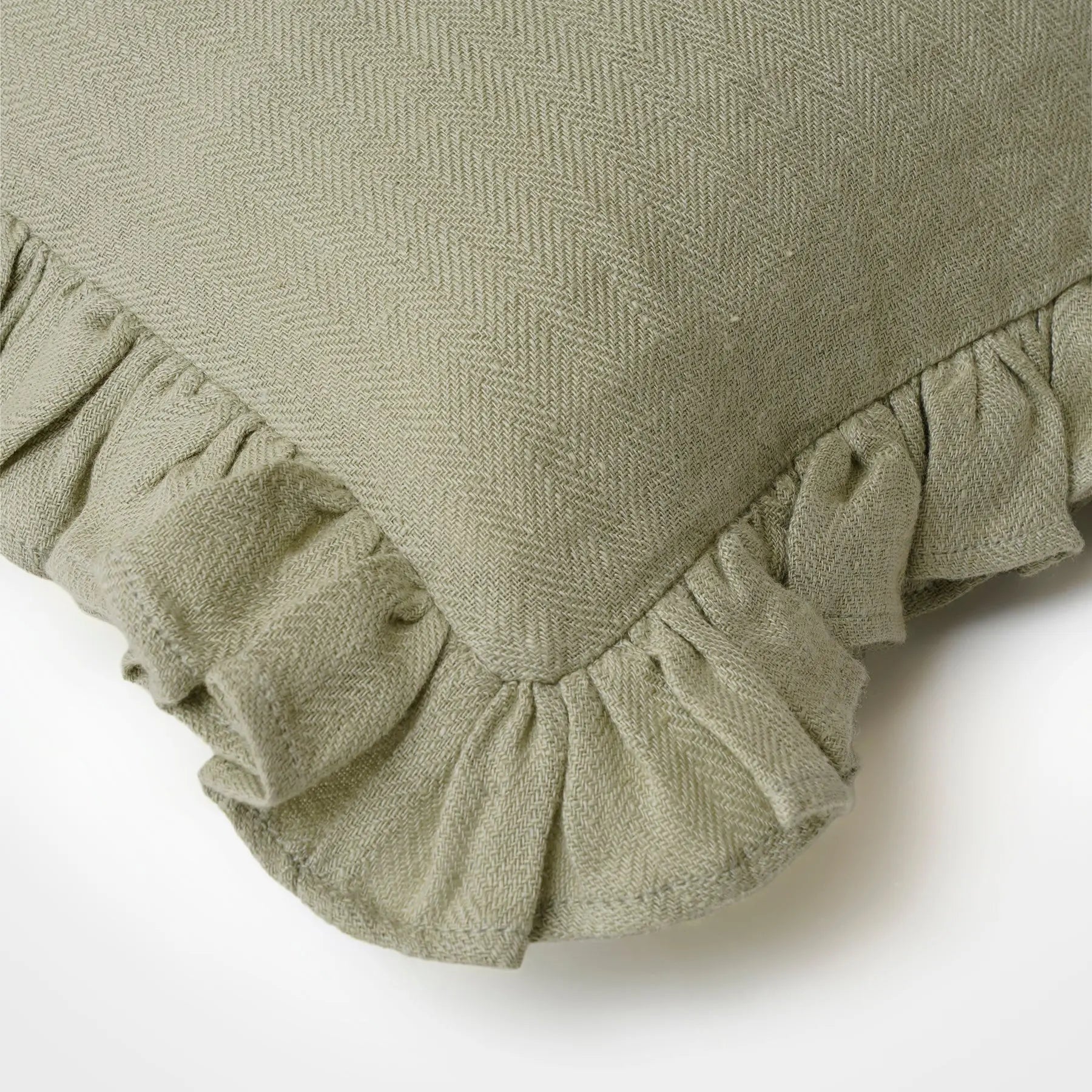 Linen Ruffle Sage Pillow Cover SanctuaryLiving