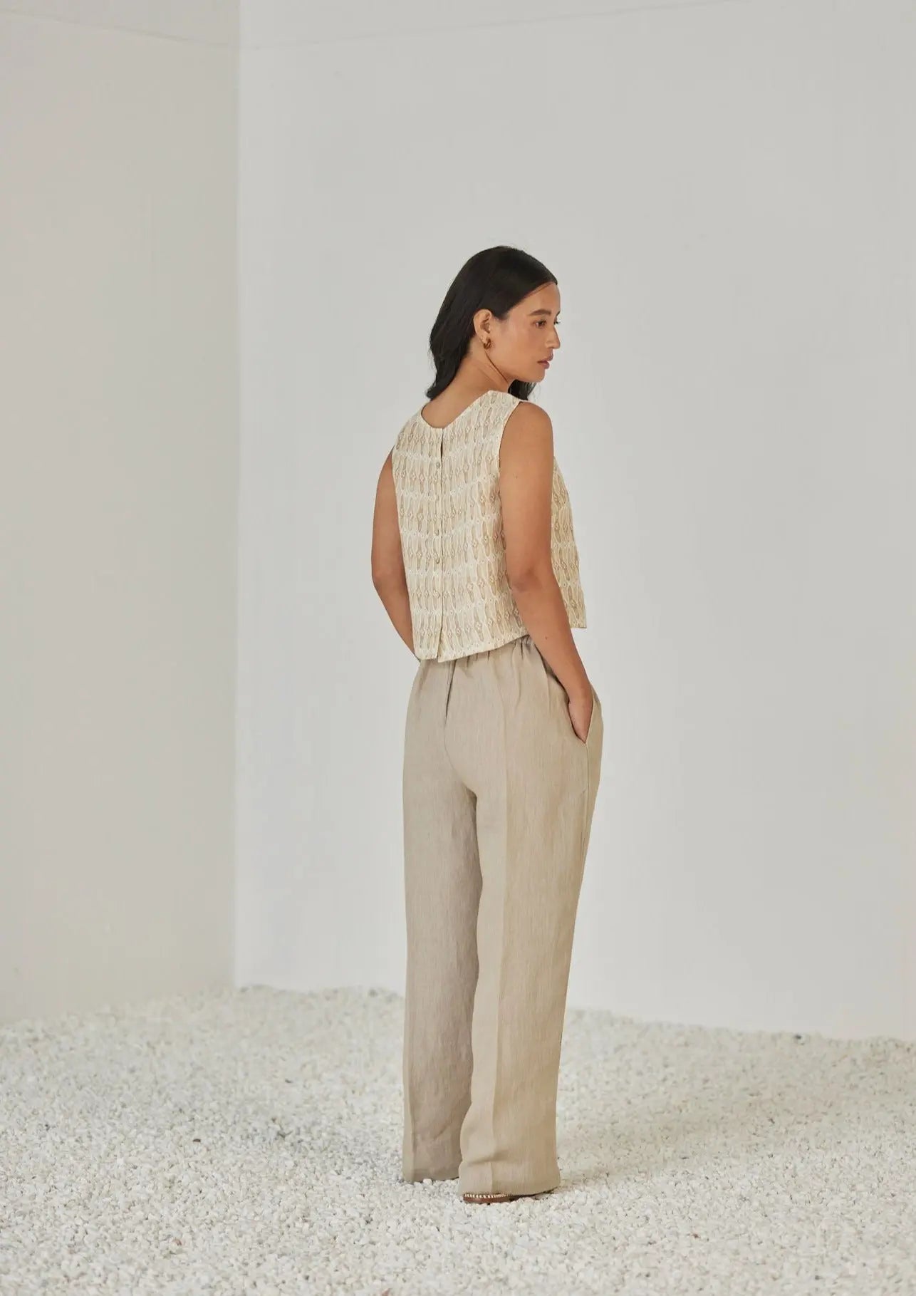 Sakura Mosaic Sand Boatneck Top SanctuaryLiving