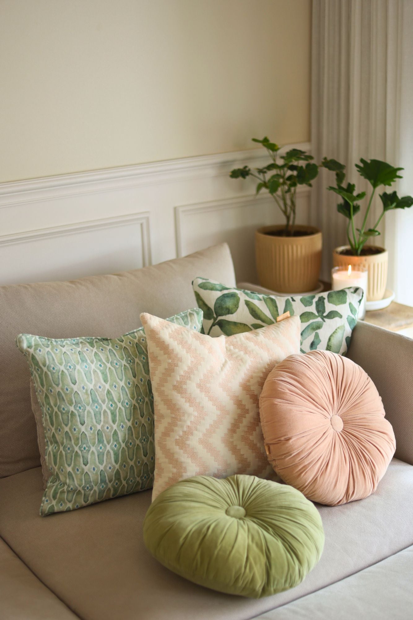 Flora Ivory Linen Cushion Cover