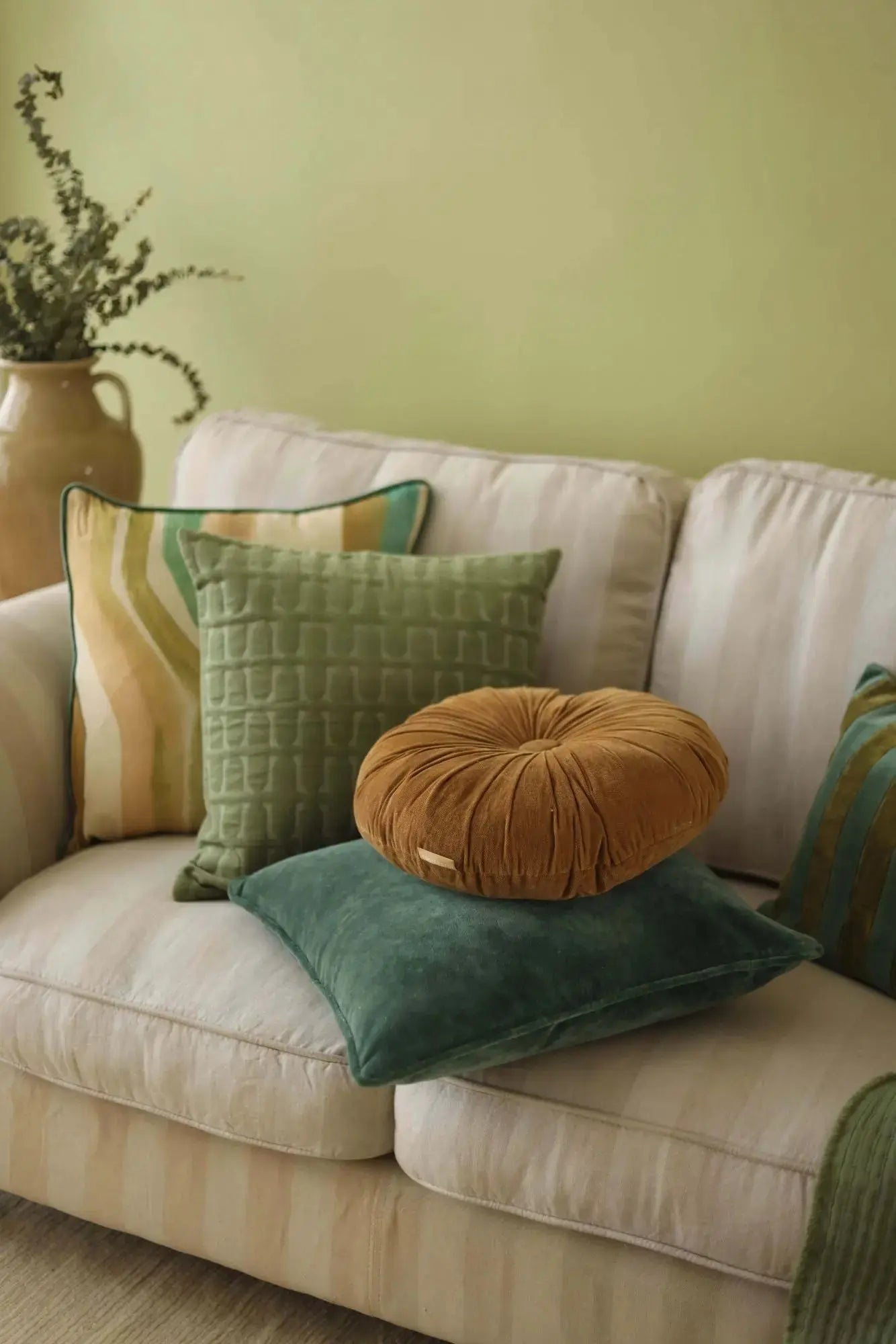 Flow Eucalyptus Velvet Cushion Cover SanctuaryLiving