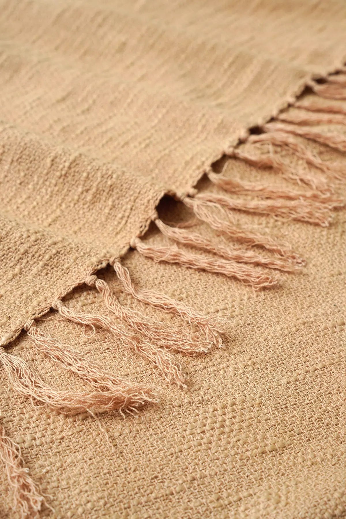 Handloom Cotton Slub Beige Throw SanctuaryLiving