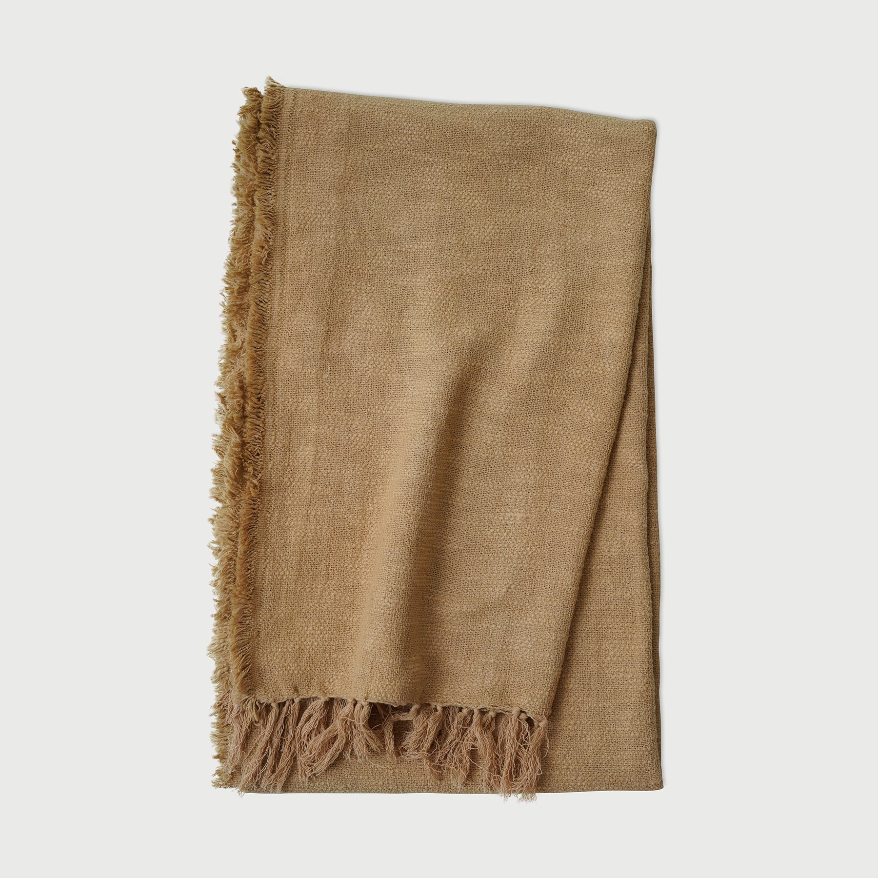 Handloom Cotton Slub Beige Throw