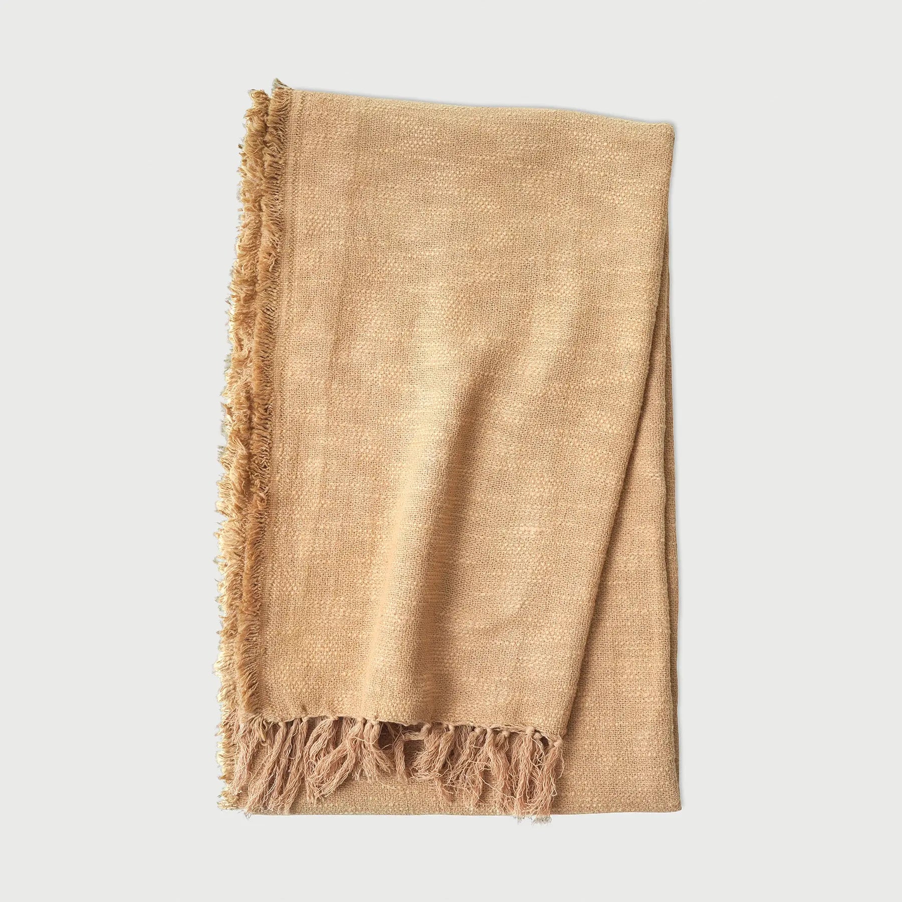 Handloom Cotton Slub Beige Throw SanctuaryLiving