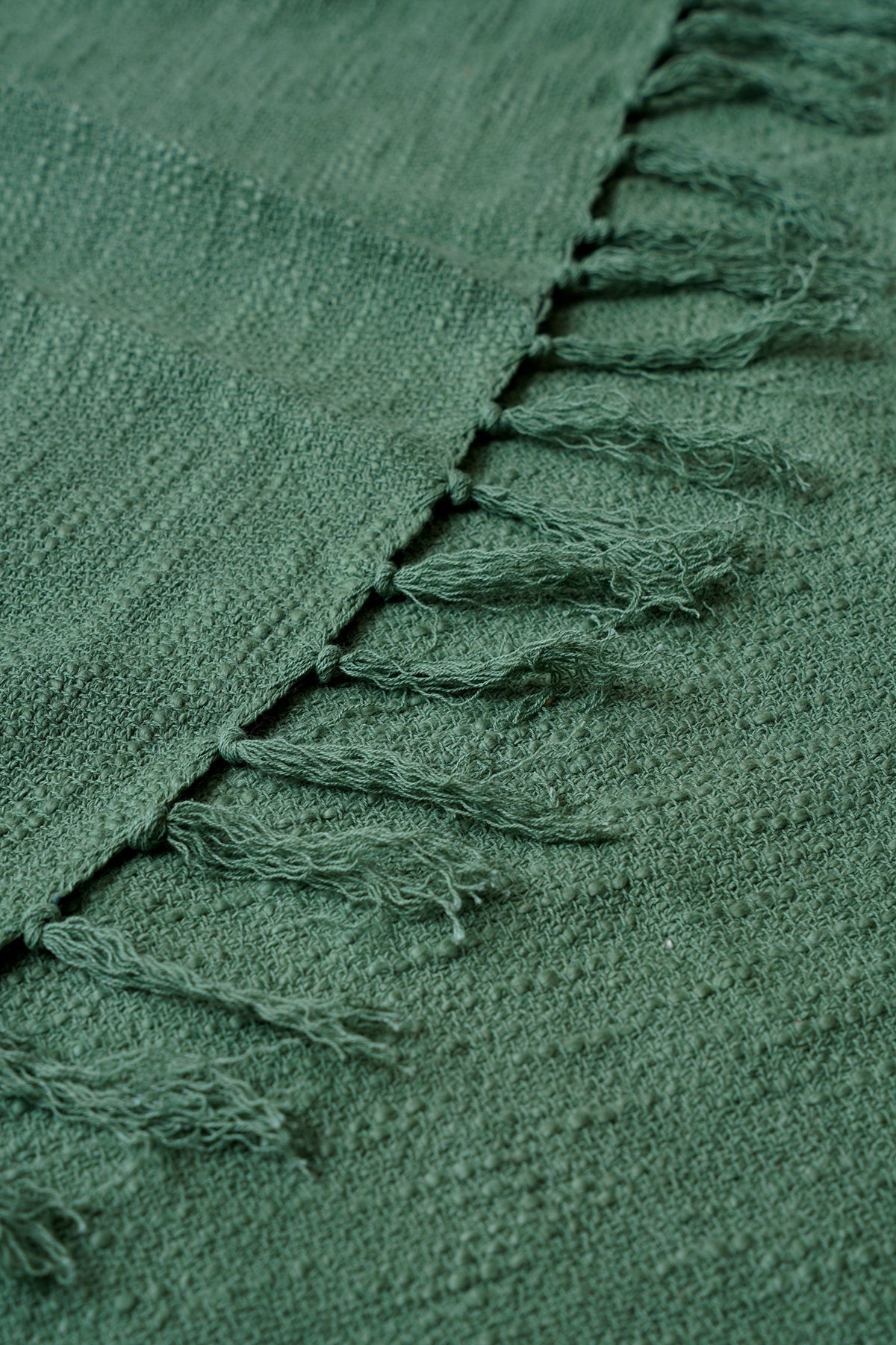 Handloom Cotton Slub Green Throw
