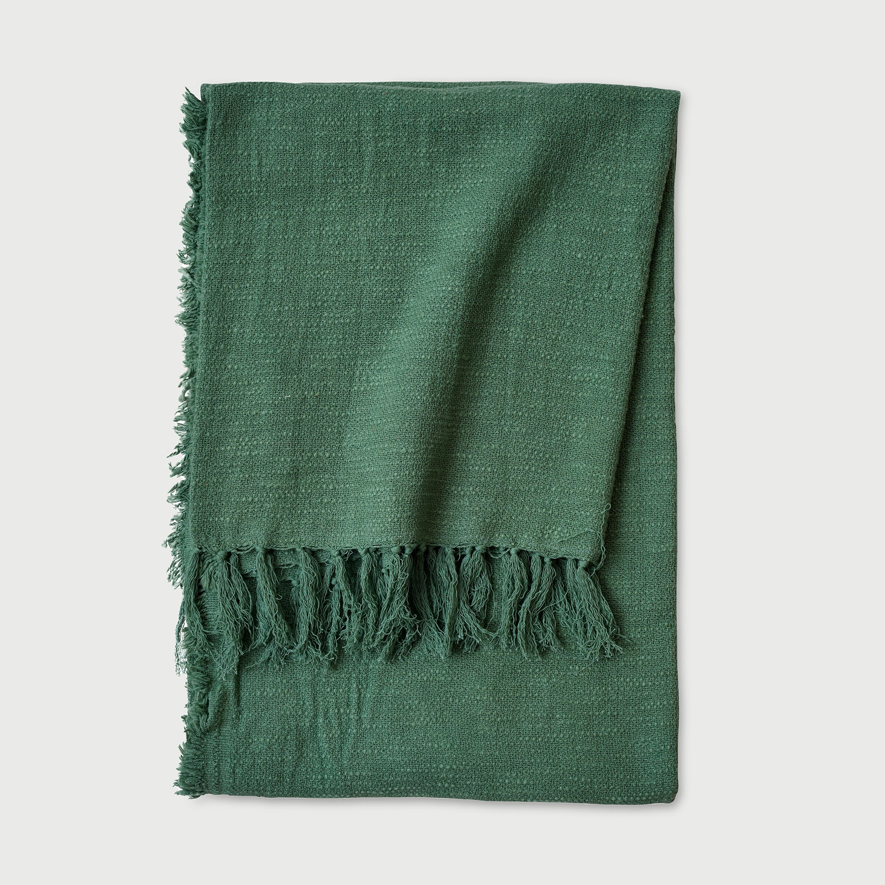 Handloom Cotton Slub Green Throw