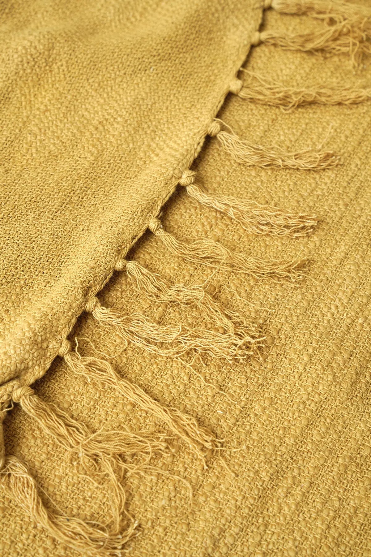 Handloom Cotton Slub Ochre Throw SanctuaryLiving