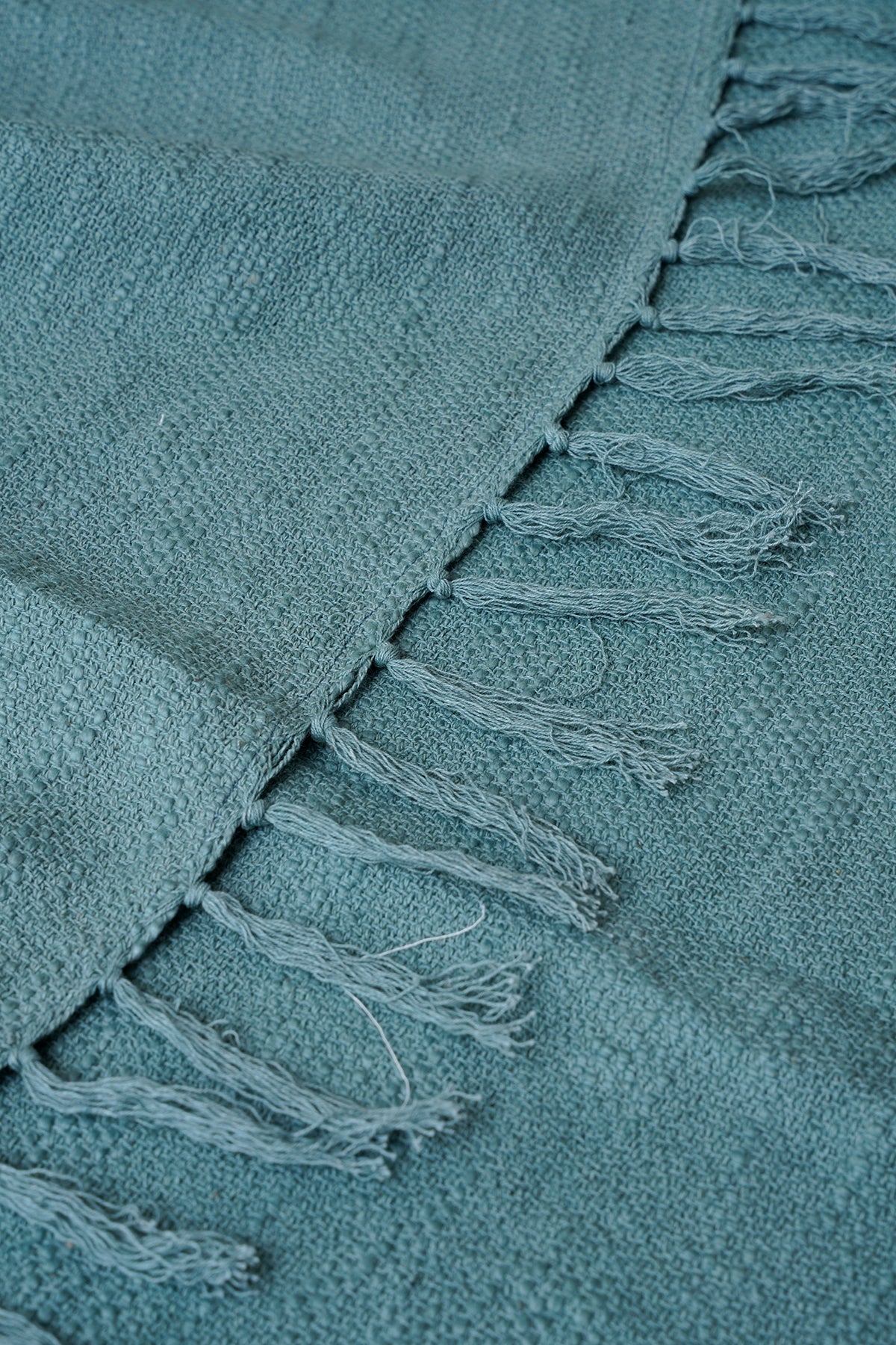 Handloom Cotton Slub Teal Throw