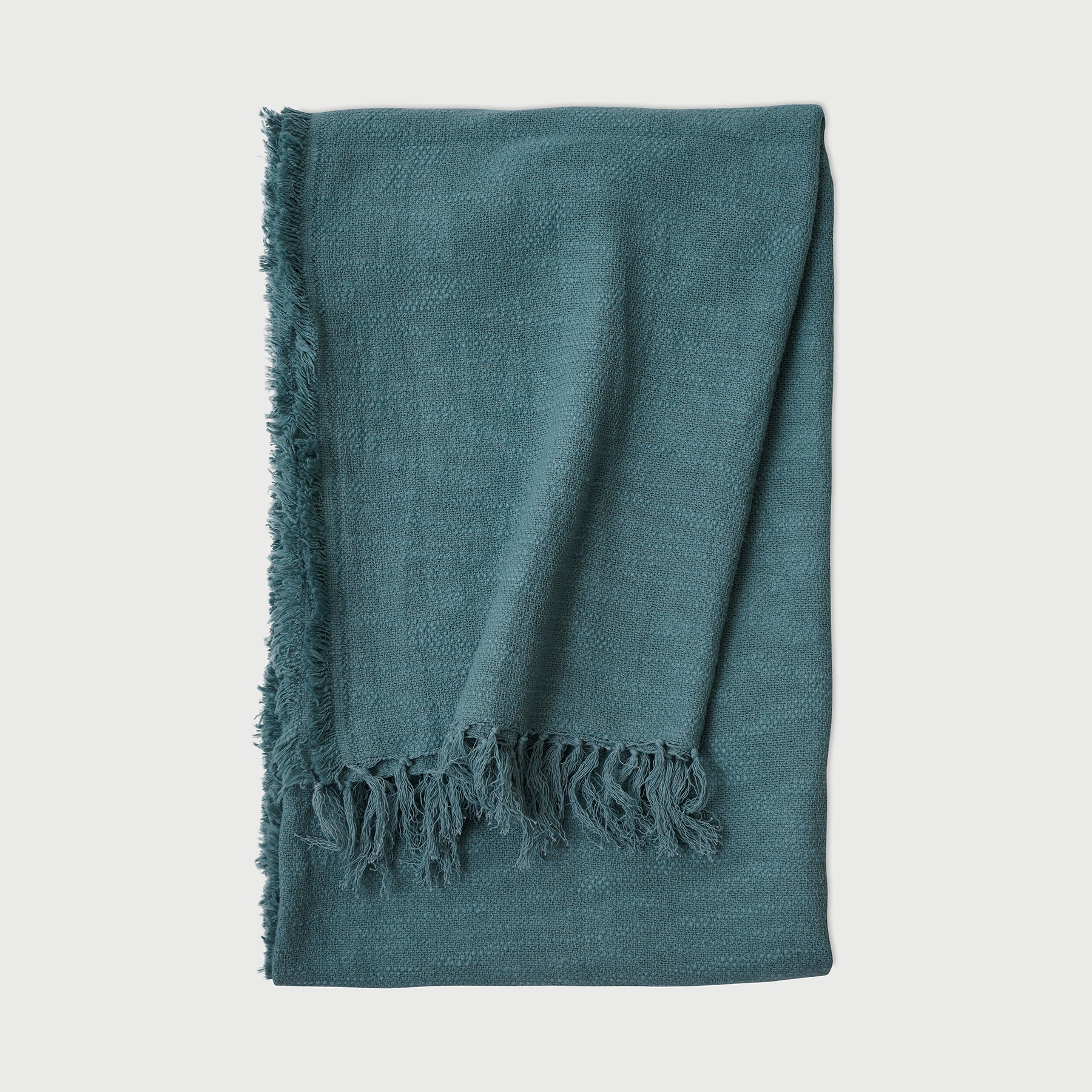 Handloom Cotton Slub Teal Throw