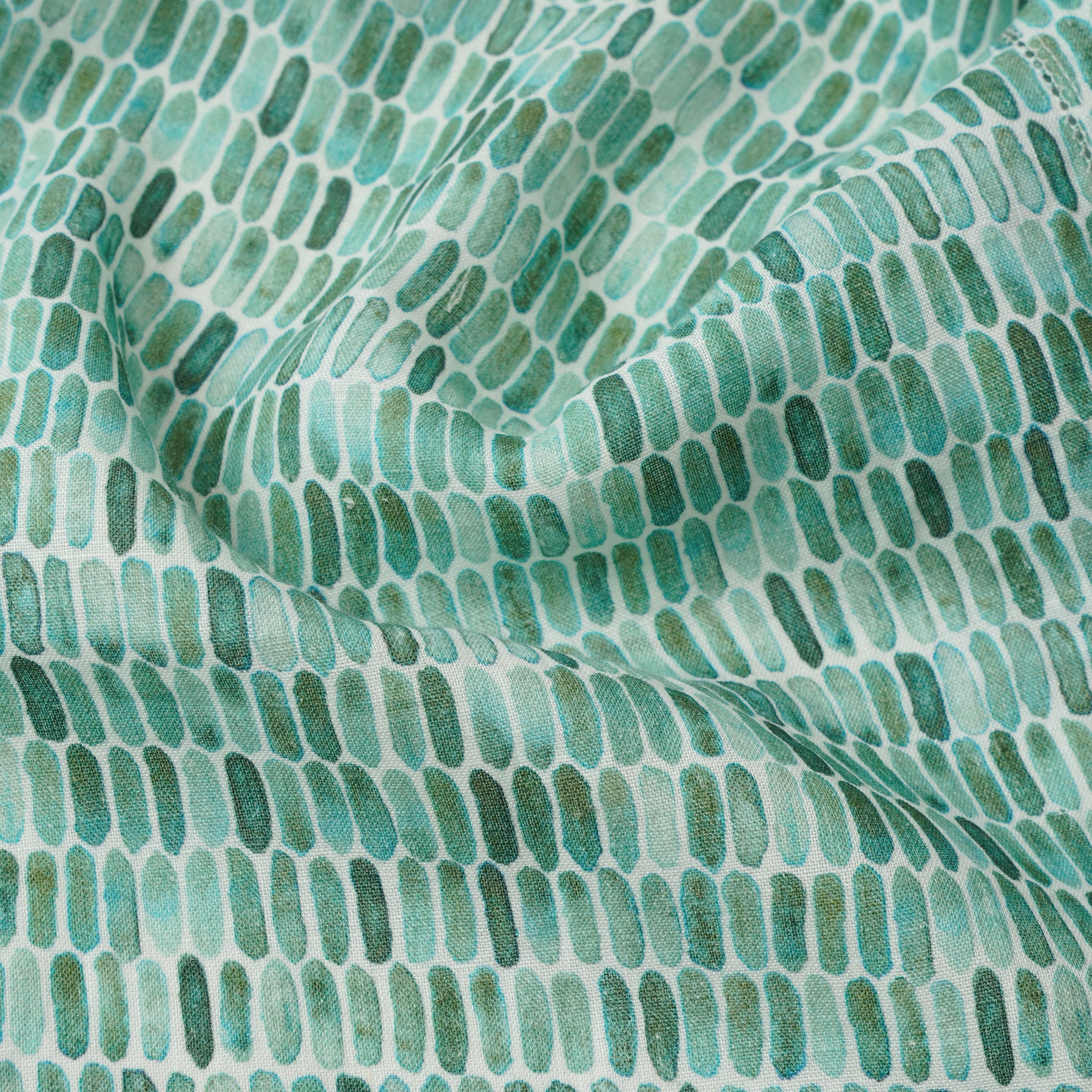 Speckle Teal Printed Linen Fabric