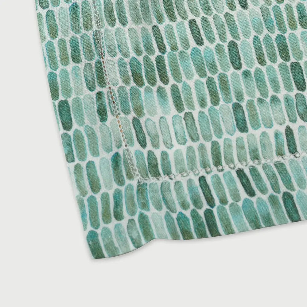 Speckle Teal Linen Table Runner SanctuaryLiving