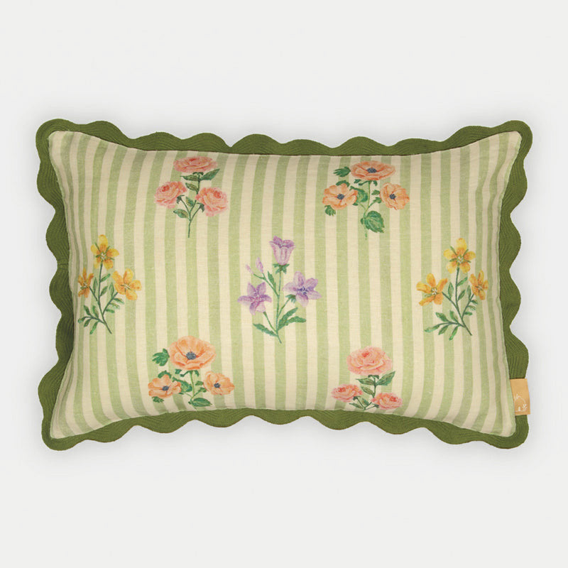 Rosalia Forest Green Linen Oblong Cushion Cover