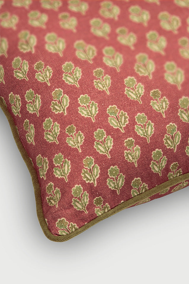 Viola Carmine Cotton Oblong Cushion Cover