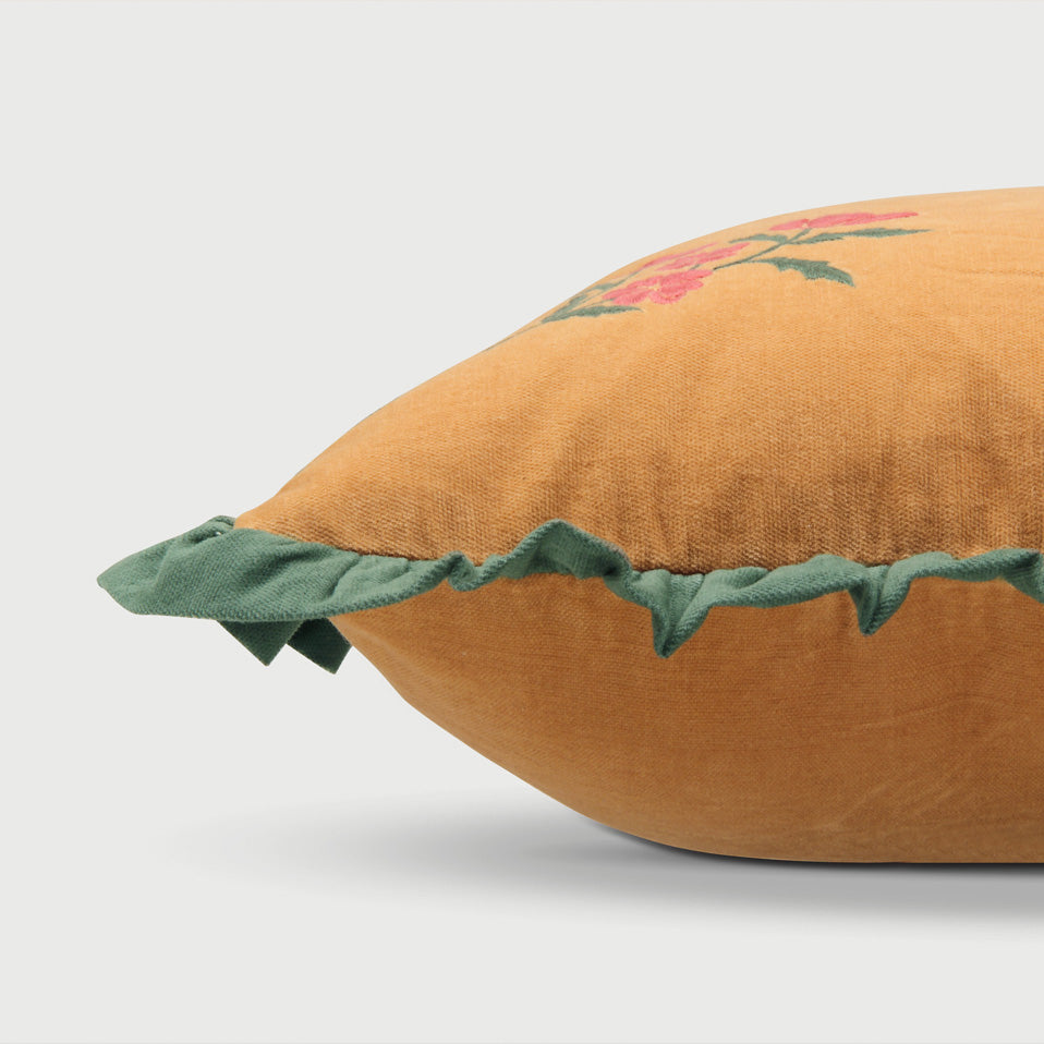 Sienna Amber Embroidered Velvet Cushion Cover