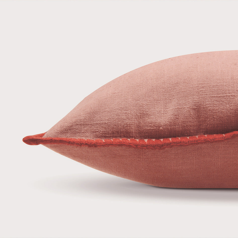 Sofia Dusty Rose Embroidered Cotton Cushion Cover