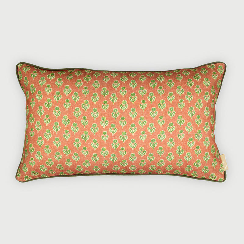 Viola Terracotta Cotton Oblong Cushion Cover