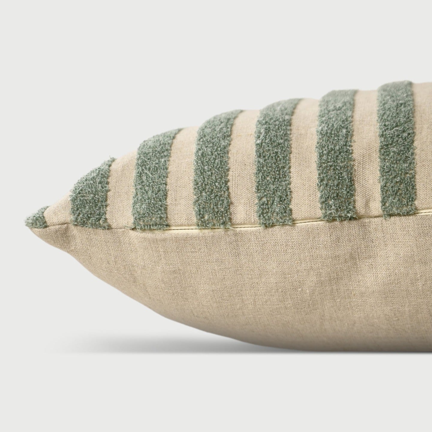 Stripe Duck Egg Embroidered Linen Cushion Cover