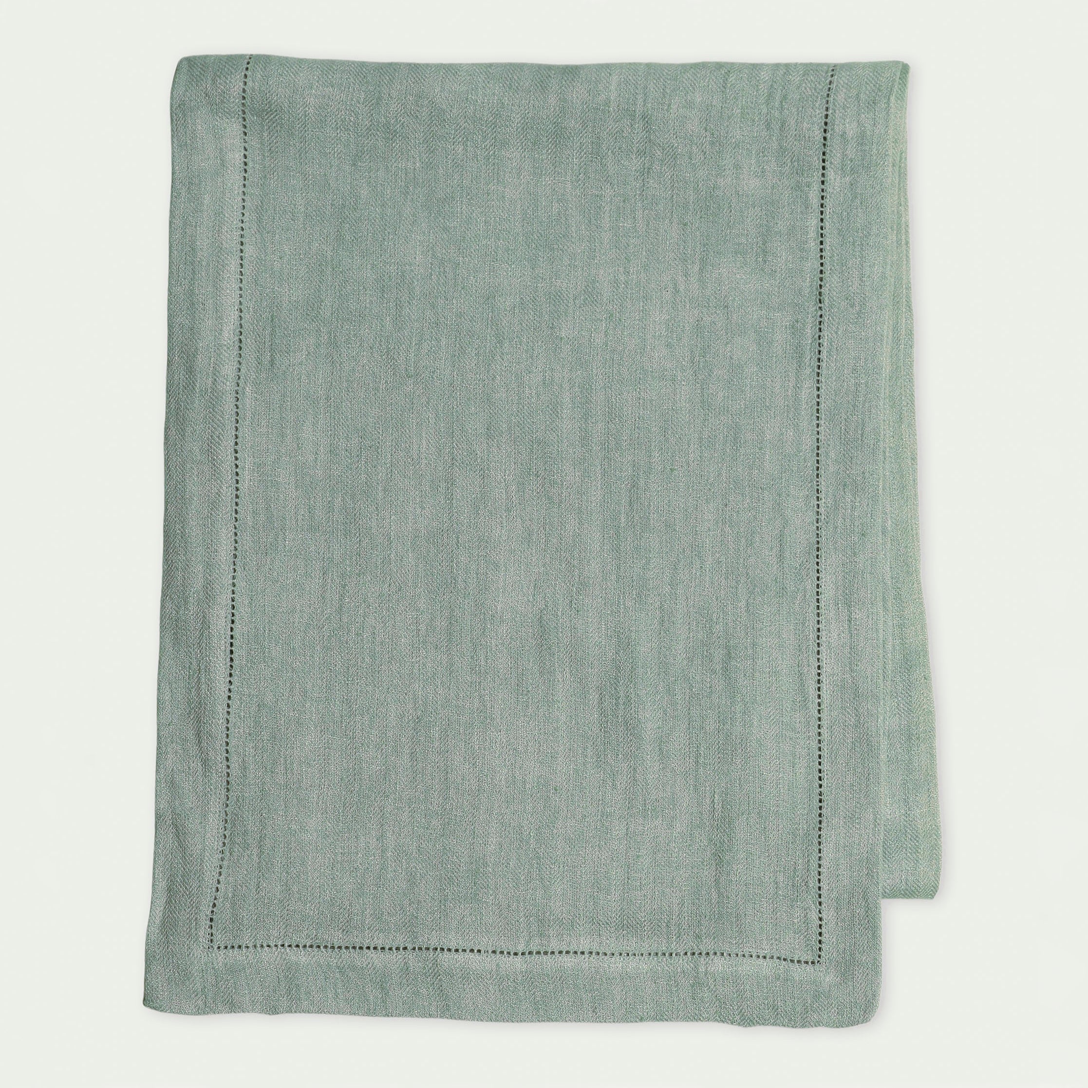 Duck Egg Herringbone Linen Table Runner