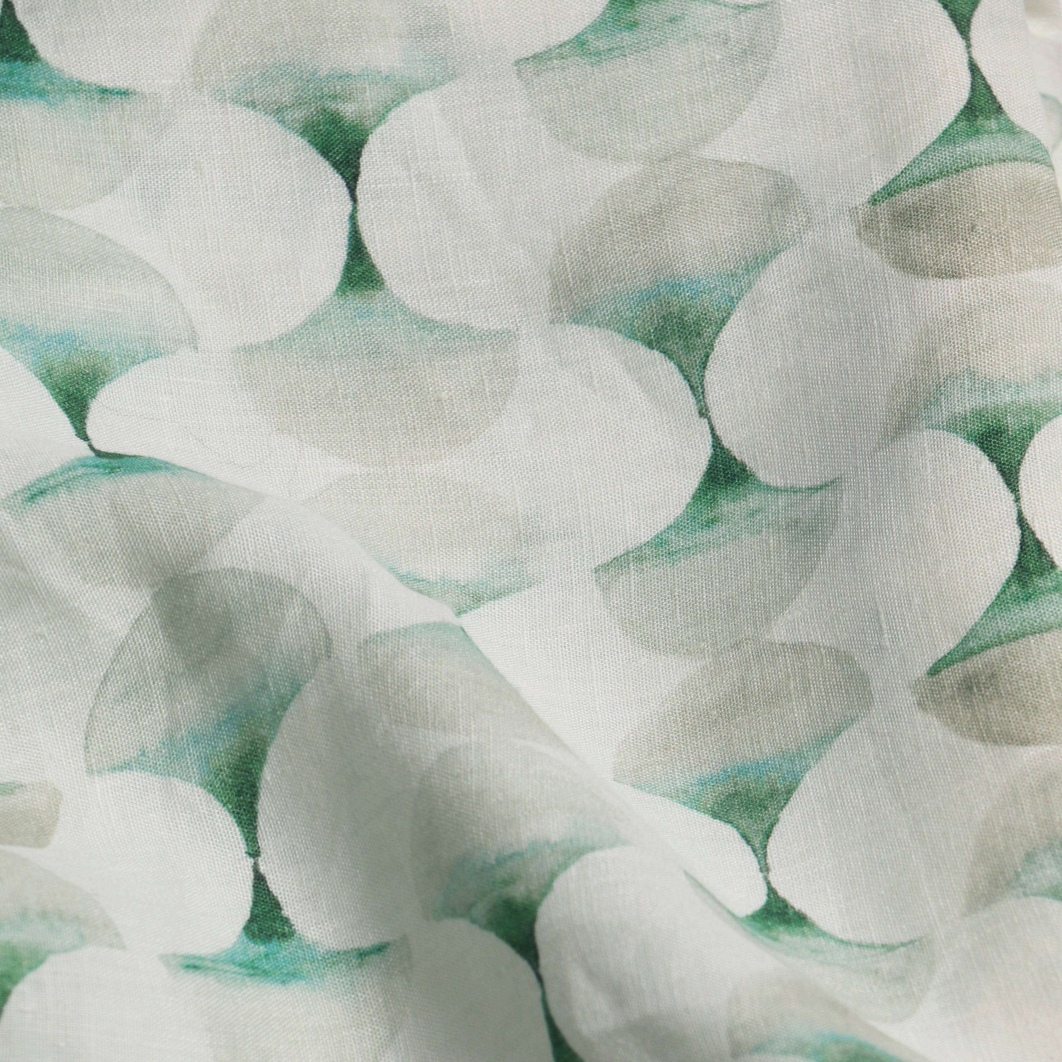 Cove Teal Printed Linen Fabric
