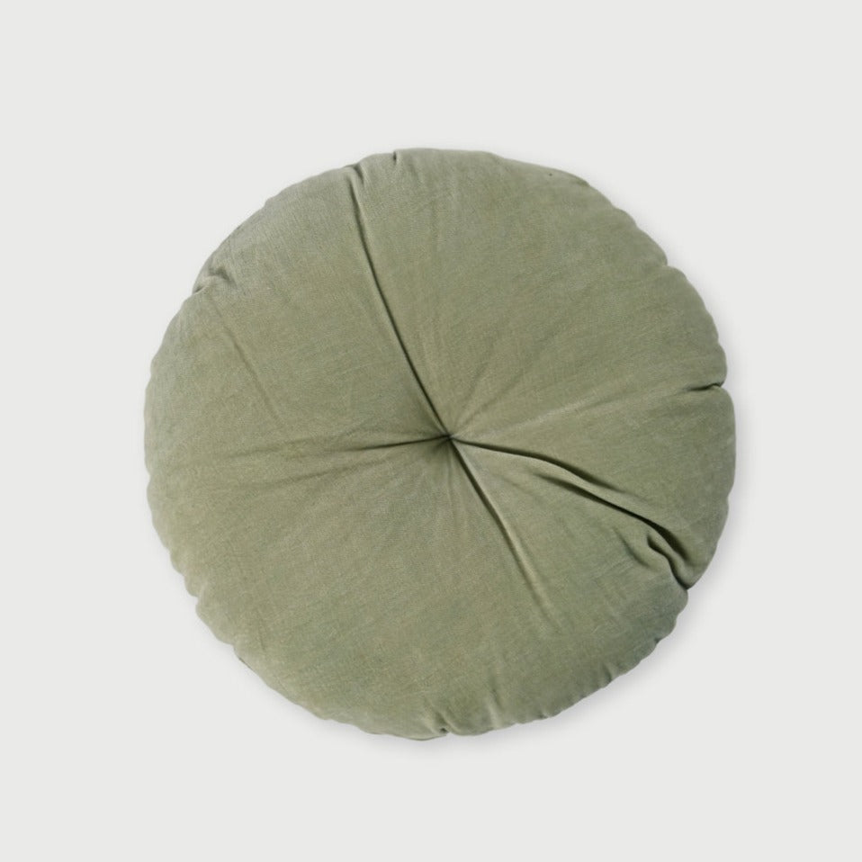 Cuddle Sage Velvet Round Cushion