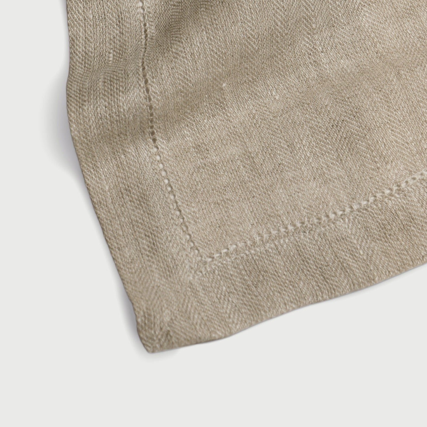 Oatmeal Herringbone Linen Table Cover