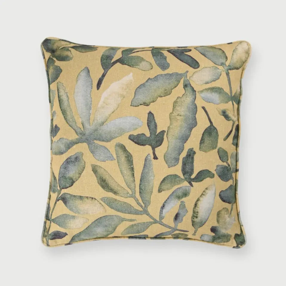 Flora Ochre Linen Cushion Cover SanctuaryLiving