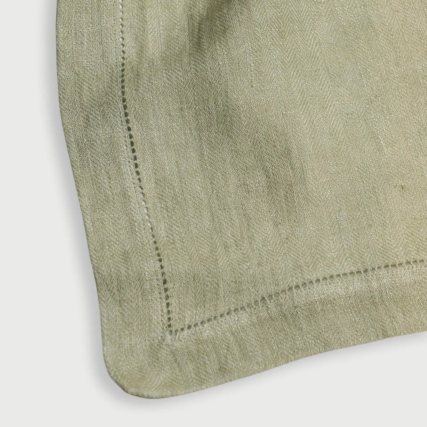 Sage Herringbone Linen Table Cover SanctuaryLiving