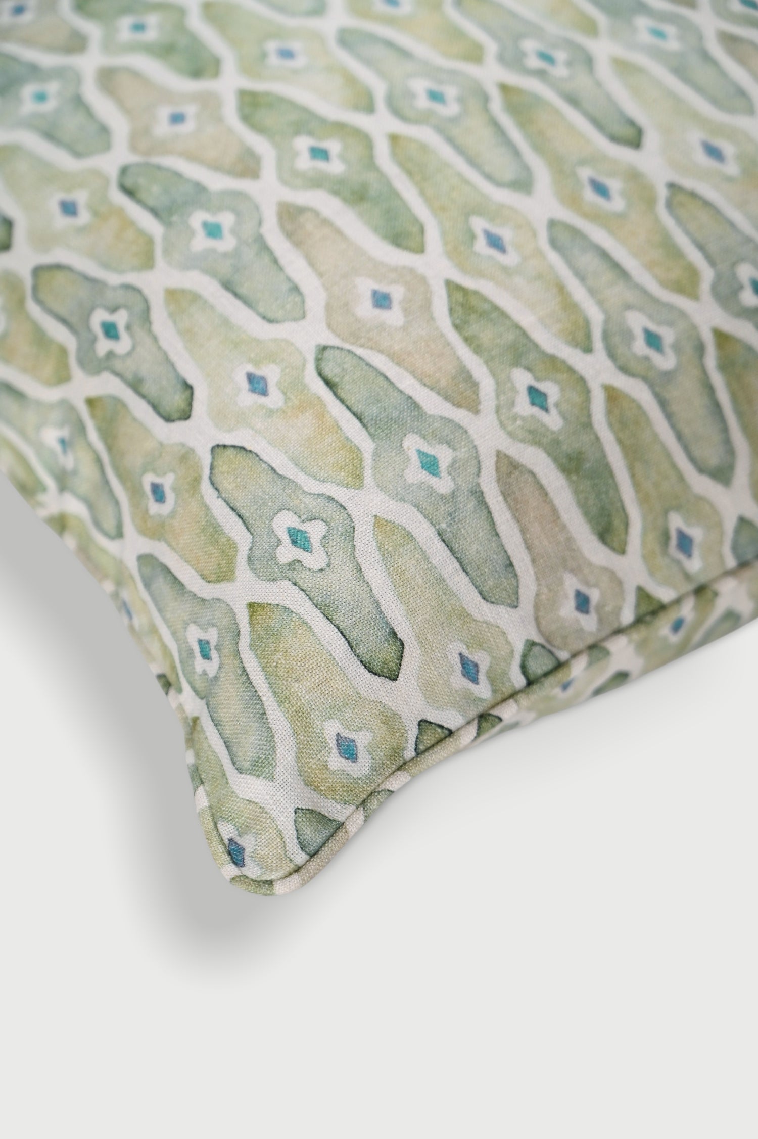 Mosaic Sage Linen Cushion Cover