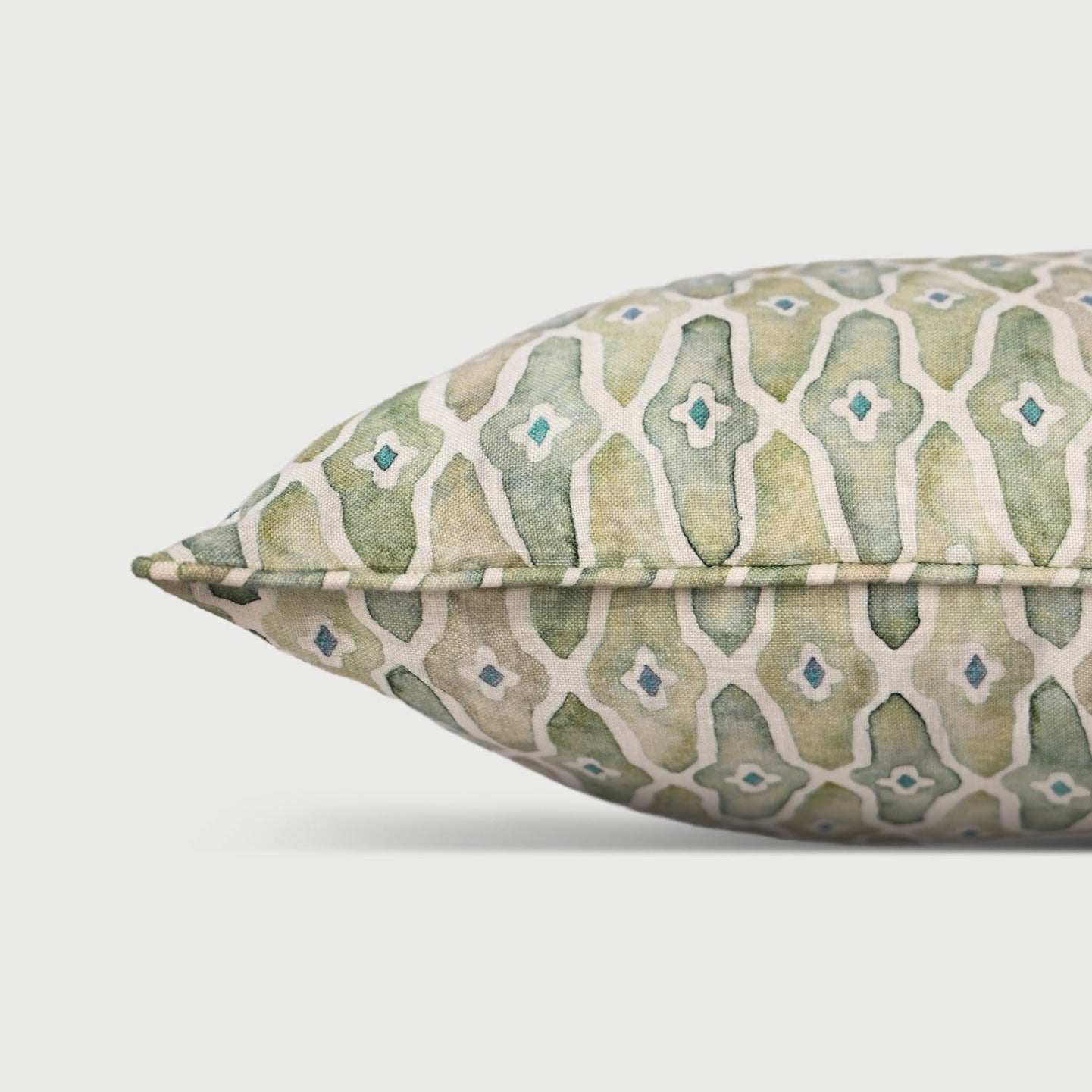 Mosaic Sage Linen Cushion Cover