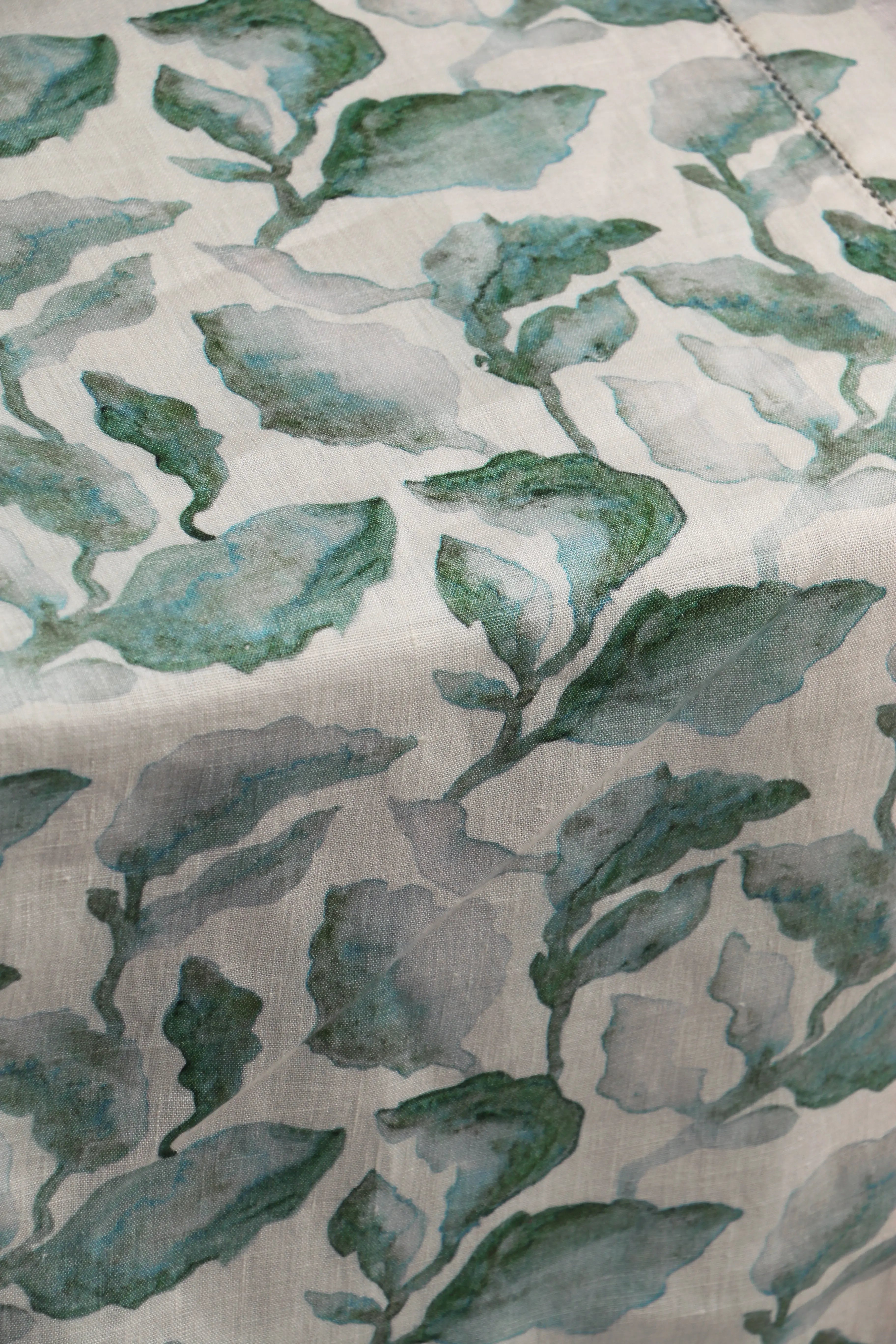 Cascade Teal Printed Linen Fabric SanctuaryLiving