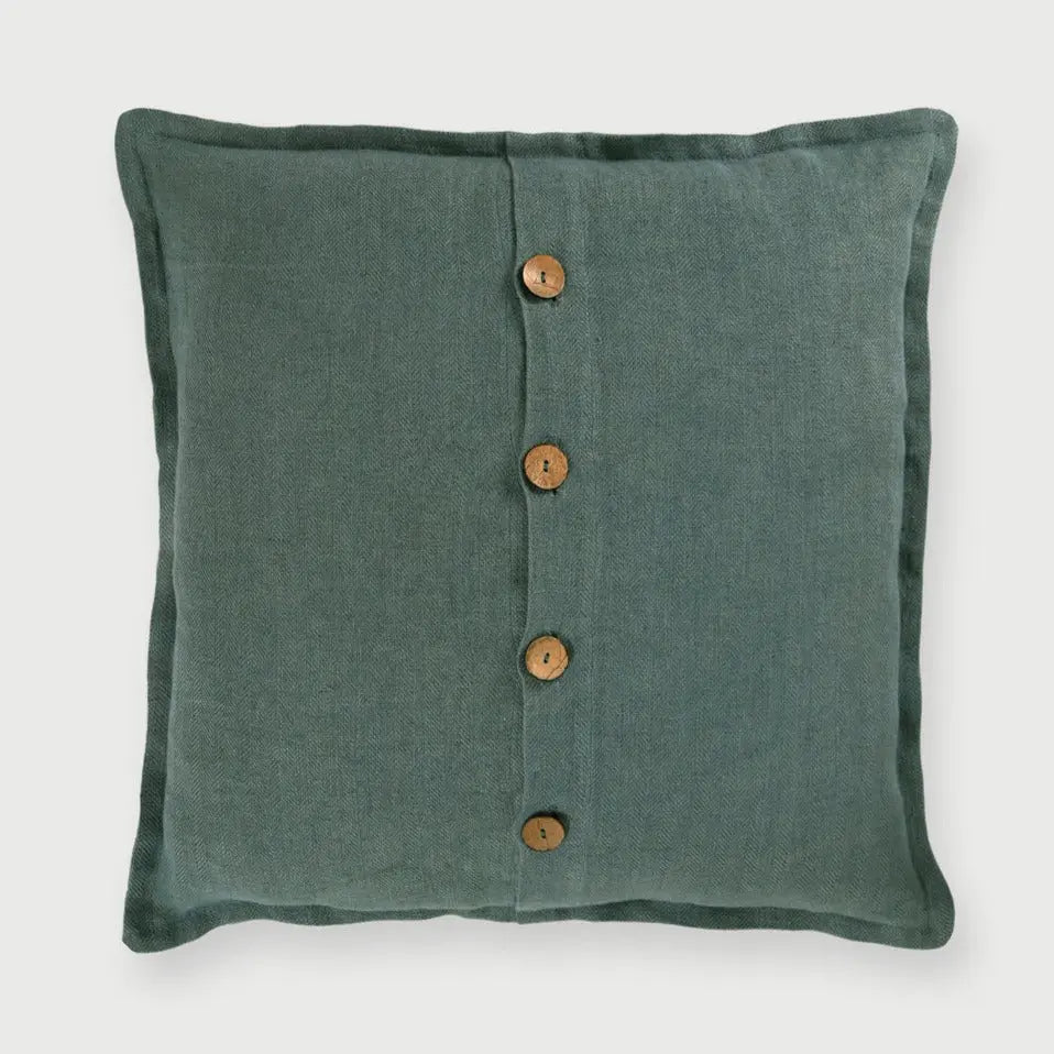 Teal Herringbone Linen Cushion Cover SanctuaryLiving