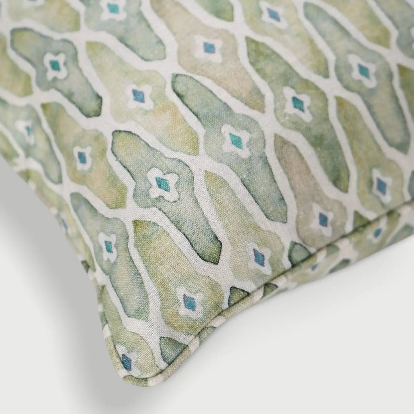 Mosaic Sage Oblong Linen Cushion Cover SanctuaryLiving