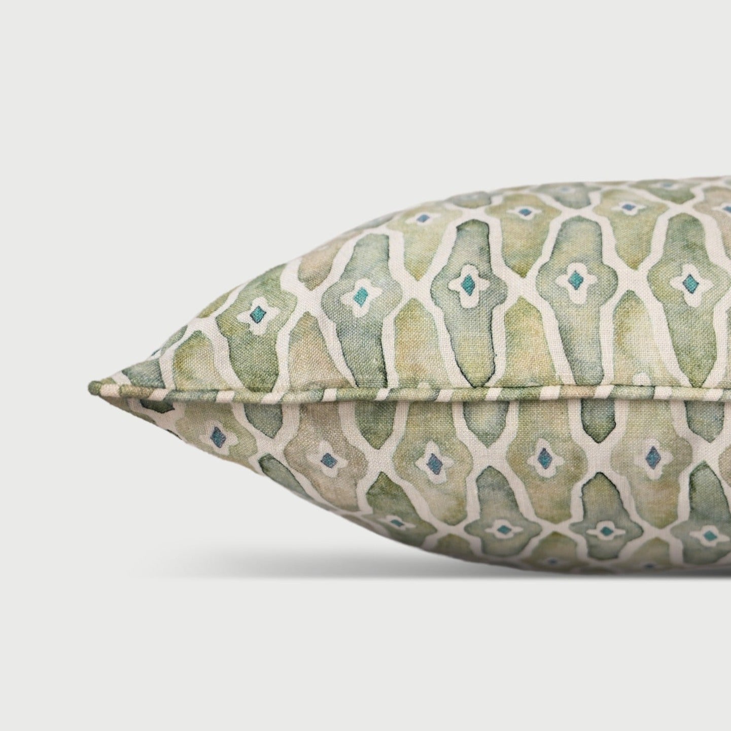Mosaic Sage Oblong Linen Cushion Cover